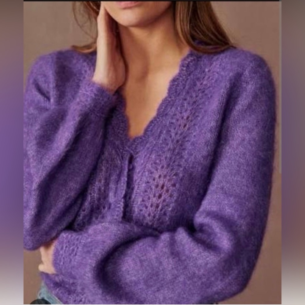 Sezane Angelie Purple Cardigan